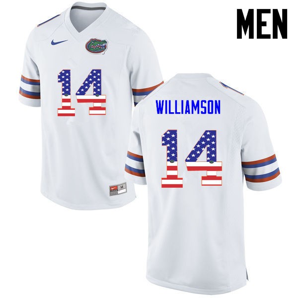 Florida Gators Men #14 Chris Williamson College Football USA Flag Fashion White